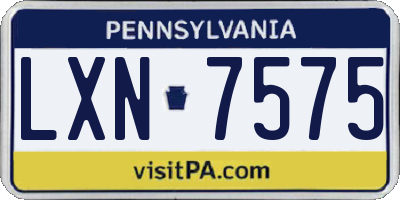 PA license plate LXN7575