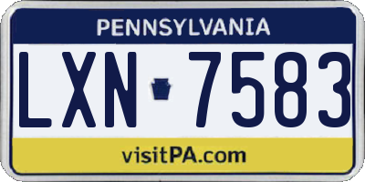 PA license plate LXN7583