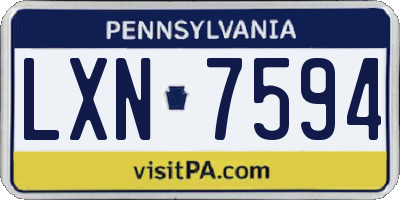 PA license plate LXN7594