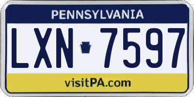 PA license plate LXN7597