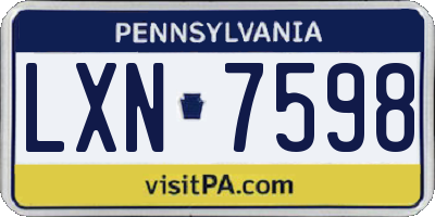 PA license plate LXN7598