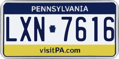 PA license plate LXN7616