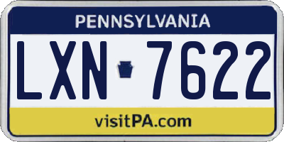 PA license plate LXN7622