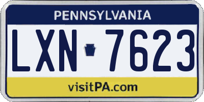 PA license plate LXN7623
