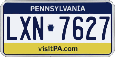 PA license plate LXN7627