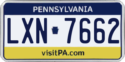 PA license plate LXN7662