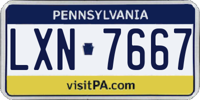 PA license plate LXN7667
