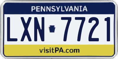 PA license plate LXN7721