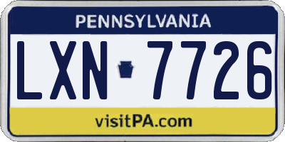 PA license plate LXN7726