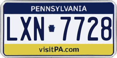 PA license plate LXN7728