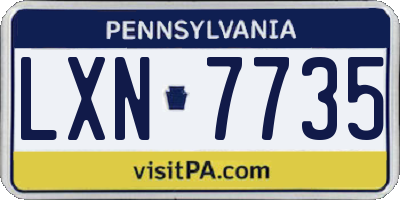 PA license plate LXN7735