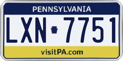 PA license plate LXN7751