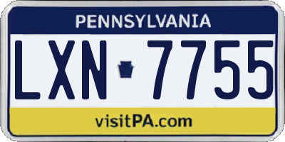 PA license plate LXN7755