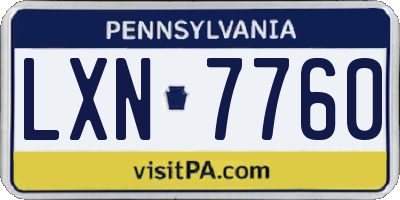 PA license plate LXN7760