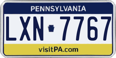 PA license plate LXN7767