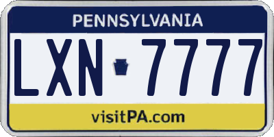 PA license plate LXN7777