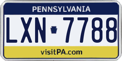 PA license plate LXN7788