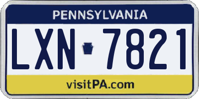 PA license plate LXN7821