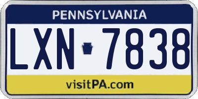 PA license plate LXN7838