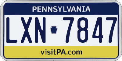 PA license plate LXN7847