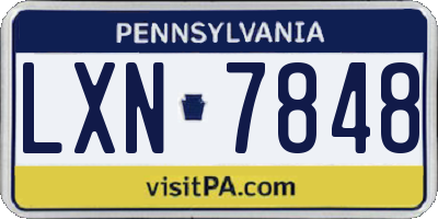 PA license plate LXN7848