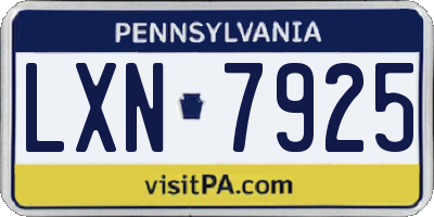 PA license plate LXN7925