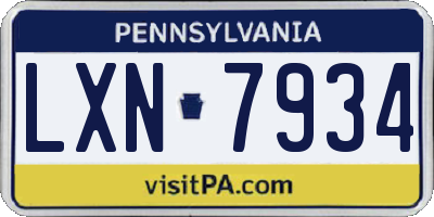PA license plate LXN7934