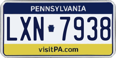 PA license plate LXN7938