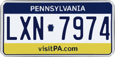 PA license plate LXN7974