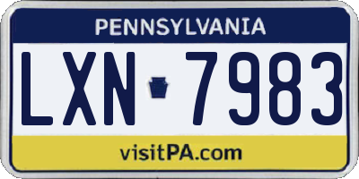 PA license plate LXN7983