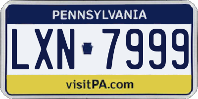 PA license plate LXN7999