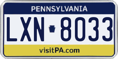 PA license plate LXN8033