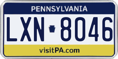 PA license plate LXN8046