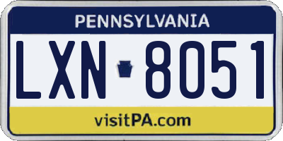 PA license plate LXN8051