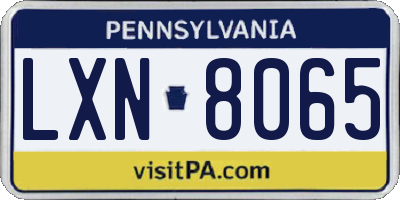 PA license plate LXN8065