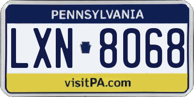 PA license plate LXN8068
