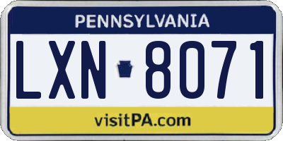 PA license plate LXN8071