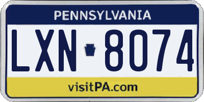 PA license plate LXN8074