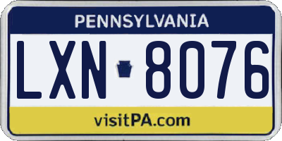 PA license plate LXN8076