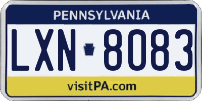PA license plate LXN8083