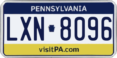 PA license plate LXN8096