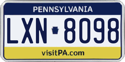 PA license plate LXN8098