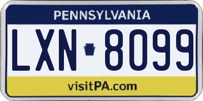 PA license plate LXN8099