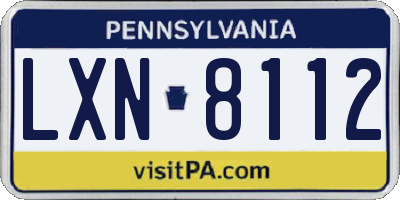 PA license plate LXN8112