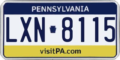 PA license plate LXN8115