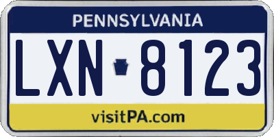 PA license plate LXN8123