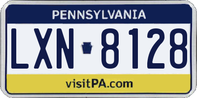 PA license plate LXN8128