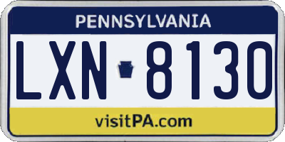 PA license plate LXN8130