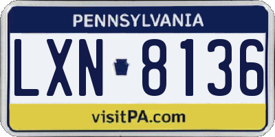 PA license plate LXN8136