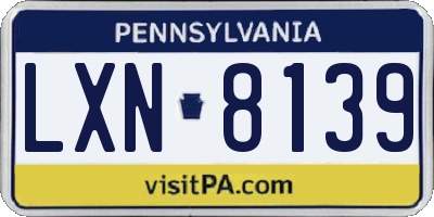 PA license plate LXN8139
